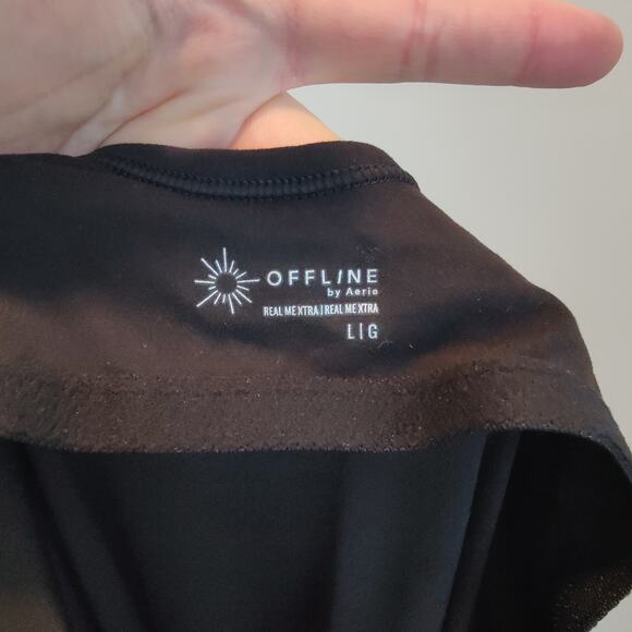 NWT Offline Aerie Sz L Real Me Xtra Black Flare Leg Jumpsuit Lounge Athleisure - Picture 6 of 9